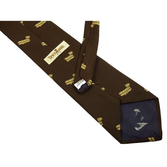 Dog on Biplane Airplane Vintage Tie Brown Necktie Benchmark - Picture 4 of 4